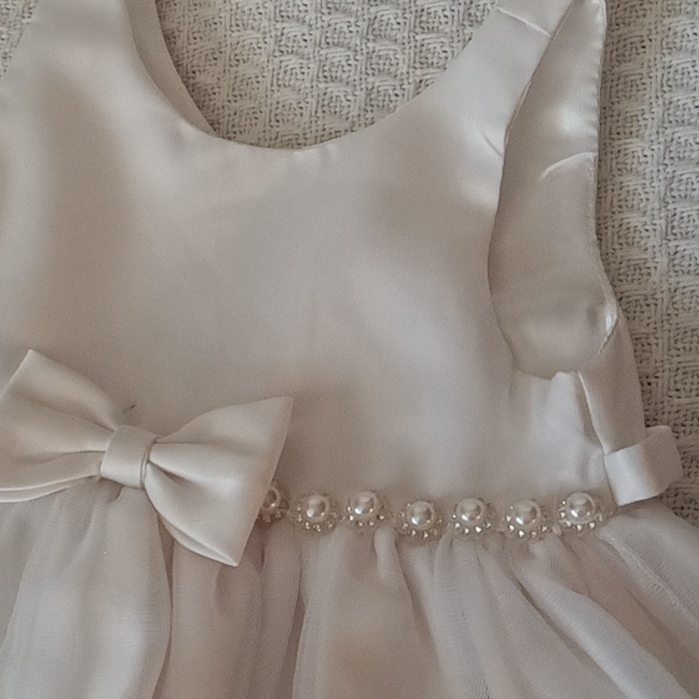 American Princess White Dress with Pearl and Bow Details - Picture 5 of 5